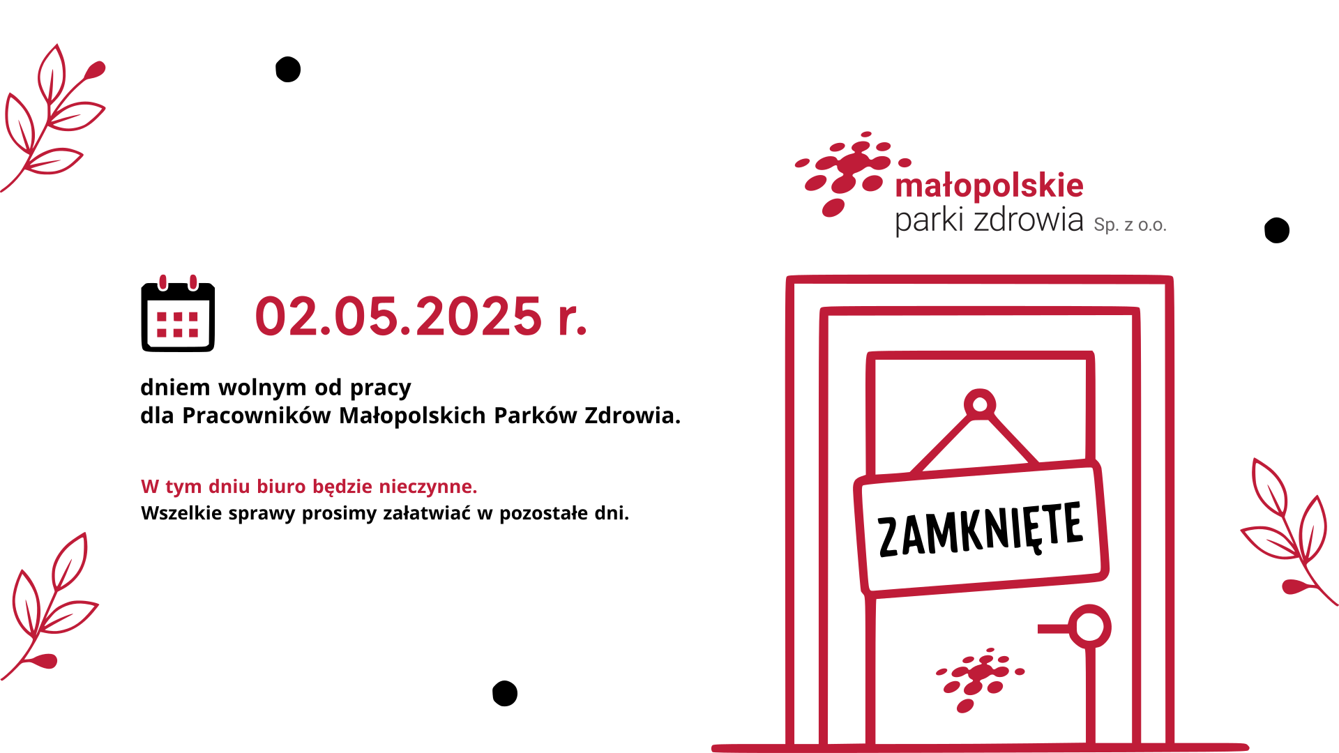 Dzień wolny – 02.05.2025!